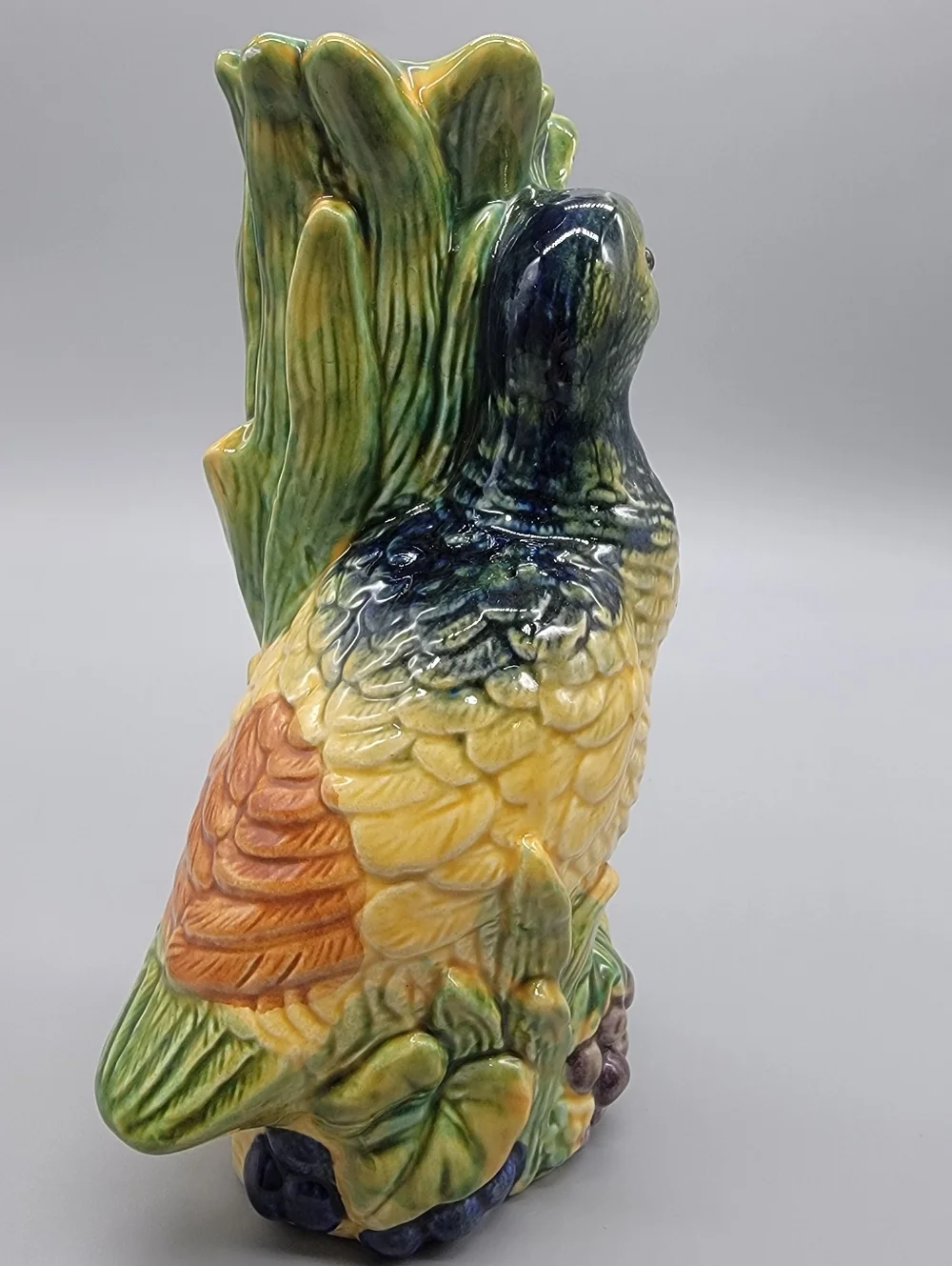 Vintage Majolica Style Mallard Formalities Baum Bros Candlestick Holder